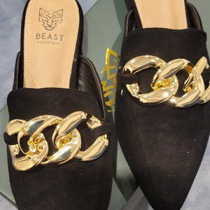 Black Flats with Gold